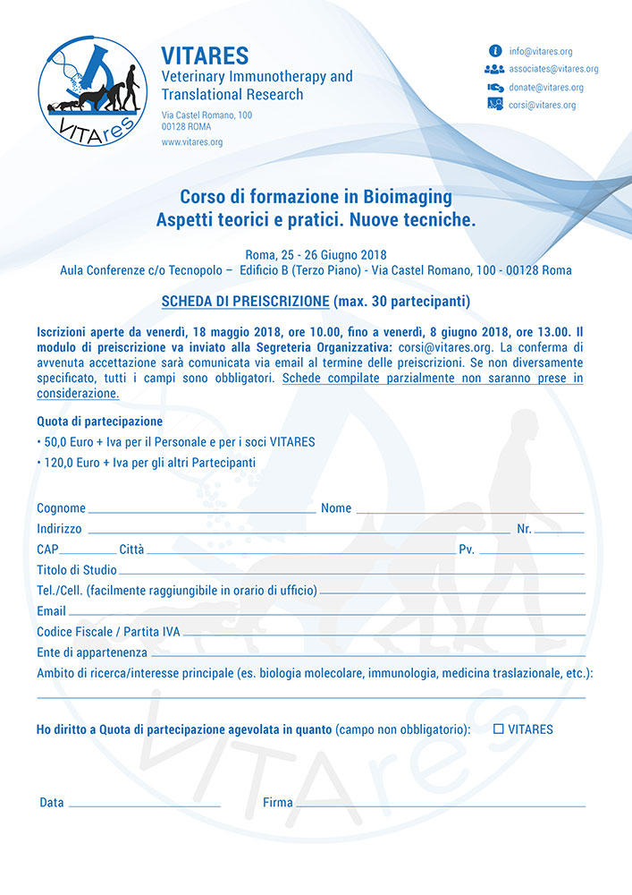 Scarica la scheda di Preiscrizione